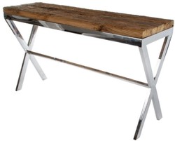 4251549352174 - Luxus Konsole Braun Silber 140 x 40 x H 80 cm - Konsolentisch mit rustikaler Oberfläche und zusätzlicher Glasplatte 4251549352174 - Luxus Konsole Braun Silber 140 x 40 x H 80 cm - Konsolentisch mit rustikaler Oberfläche und zusätzlicher Glasplatte
