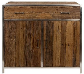 4251549352228 - Luxus Sideboard mit 2 TÃ¼ren und 1 Schublade Braun   Silber 90 x 40 x H 86 cm - Luxus MÃ¶bel
