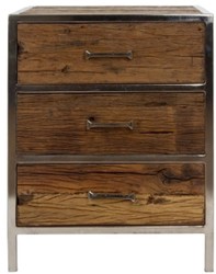 4251549352235 - Nachttisch mit 3 Schubladen Braun   Silber 45 x 40 x H 60 cm - SchlafzimmermÃ¶bel