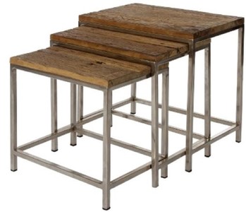 4251549352242 - Luxus Beistelltisch Set Braun   Silber 45 x 30 x H 45 cm - Beistelltische mit Metall Untergestell