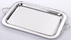 4251549352334 - Luxus Messing Serviertablett Silber 64 x 38 x H 3 cm - Gastronomie Accessoires