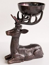 4251549352358 - Luxus Aluminium Rentier Figur mit SchÃ¼ssel Bronze 25 x 16 x H 27 cm - Hotel & Restaurant Accessoires