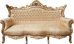 4251549352372 - Barock 3er Sofa Gold Muster Gold - Wohnzimmer Möbel Couch Lounge 4251549352372 - Barock 3er Sofa Gold Muster Gold - Wohnzimmer Möbel Couch Lounge