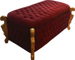 4251549352389 - Barock Sitzbank Truhe Bordeaux   Gold - Barock Truhe