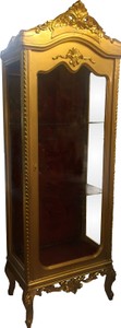 4251549352426 - Barock Vitrine Gold   Bordeaux H 205 cm B 70 cm - Vitrinenschrank - Wohnzimmerschrank Glasvitrine - Antik Look
