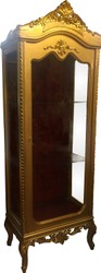 4251549352426 - Barock Vitrine Gold   Bordeaux H 205 cm B 70 cm - Vitrinenschrank - Wohnzimmerschrank Glasvitrine - Antik Look