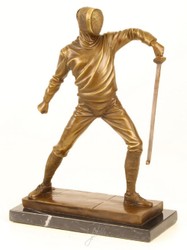 4251549352518 - Luxus Bronze Skulptur Fechter Gold   Bronze   Schwarz 215 x 95 x H 31 cm - Bronzefigur