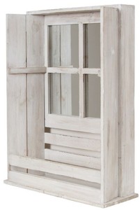 4251549352600 - Landhausstil Shabby Chic WandhÃ¤ngeschrank Antik WeiÃ 44 x 17 x H 59 cm - Handgefertigter HÃ¤ngeschrank mit Spiegel