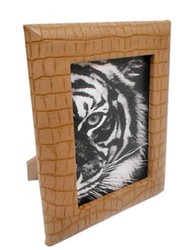 4251549352761 - Luxus Leder Bilderrahmen Hellbraun 13 x 4 x H 18 cm - Dekorativer Bilderrahmen in Kroko-Optik