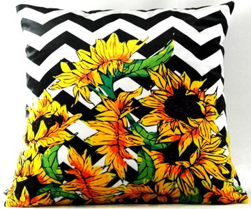 4251549353133 - Luxus Deko Kissen Virginia Sunflowers Schwarz   WeiÃ   Mehrfarbig 45 x 45 cm - Feinster Samtstoff - Wohnzimmer Kissen