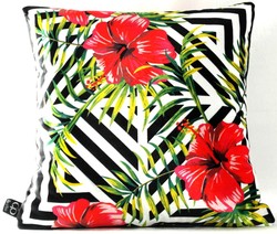 4251549353270 - Luxus Deko Kissen Pittsburgh Flowers Mehrfarbig 45 x 45 cm - Feinster Samtstoff - Wohnzimmer Kissen