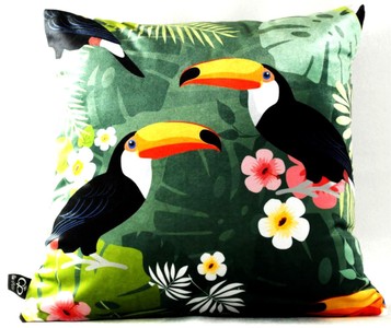 4251549353287 - Luxus Deko Kissen Hawaii Tropical Mehrfarbig 45 x 45 cm - Feinster Samtstoff - Luxus QualitÃ¤t