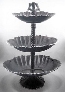 4251549353591 - Luxus Etagere 3-Stufig Schwarz   Silber 59 x 42 x H 85 cm - Gastronomie Accessoires