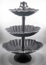 4251549353591 - Luxus Etagere 3-Stufig Schwarz   Silber 59 x 42 x H 85 cm - Gastronomie Accessoires