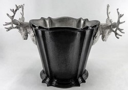 4251549353751 - Luxus Aluminium WeinkÃ¼hler Schwarz   Silber Ã 24 x H 24 cm - Hotel & Restaurant Accessoires