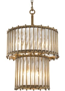 4251549354130 - Luxus HÃ¤ngeleuchte Antik Messingfarben Ã 525 x H 83 cm - Runde Messing Pendelleuchte mit handgemachtem Glas