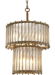 4251549354130 - Luxus HÃ¤ngeleuchte Antik Messingfarben Ã 525 x H 83 cm - Runde Messing Pendelleuchte mit handgemachtem Glas