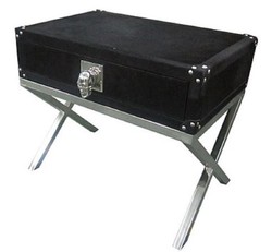 4251549354147 - Luxus Beistelltisch mit Schublade Schwarz   Silber 60 x 40 x H 50 cm - WohnzimmermÃ¶bel