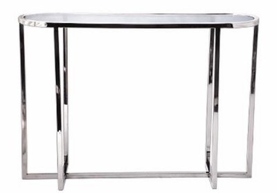 4251549354192 - Wohnzimmer Konsolentisch Silber 100 x 30 x H 71 cm - Ovale Luxus Konsole