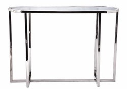 4251549354192 - Wohnzimmer Konsolentisch Silber 100 x 30 x H 71 cm - Ovale Luxus Konsole
