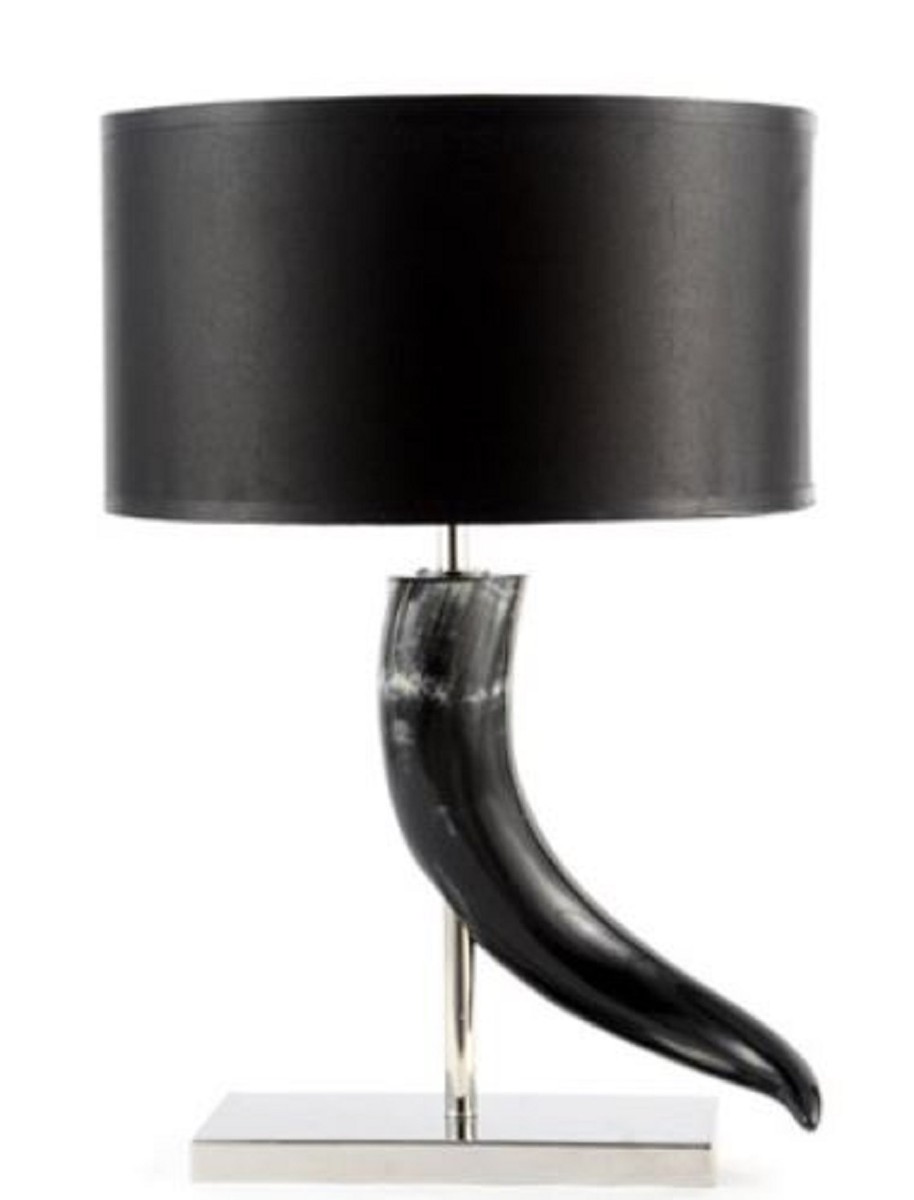 Casa Padrino lampada da tavolo di lusso argento / nero Ø 45 x H. 66 cm -  Collezione di Lusso