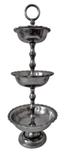4251549354222 - Luxus Etagere 3-Stufig Silber Ã 38 x H 105 cm - Hotel & Restaurant Accessoires