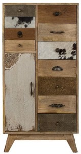 4251549354390 - Landhausstil Kommode Naturfarben   Mehrfarbig 55 x 30 x H 110 cm - Landhausstil Schrank mit TÃ¼r und 11 Schubladen