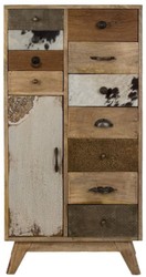 4251549354390 - Landhausstil Kommode Naturfarben   Mehrfarbig 55 x 30 x H 110 cm - Landhausstil Schrank mit TÃ¼r und 11 Schubladen