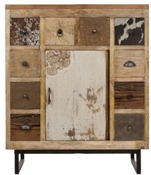 4251549354420 - Landhausstil Sideboard mit Tür und 10 Schubladen Naturfarben Mehrfarbig 85 x 32 x H 103 cm - Landhausstil Wohnzimmermöbel 4251549354420 - Landhausstil Sideboard mit Tür und 10 Schubladen Naturfarben Mehrfarbig 85 x 32 x H 103 cm - Landhausstil Wohnzimmermöbel
