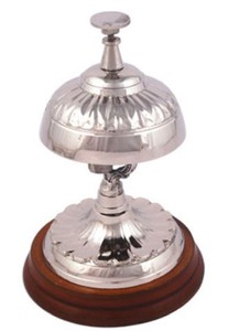 4251549354451 - Luxus Tischglocke Silber   Braun Ã 10 x H 15 cm - Tischklingel - Service Glocke - Hotel & Gastronomie Accessoires