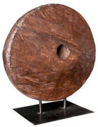 4251549354475 - Luxus Deko Holzrad Braun   Schwarz 52 x 48 x H 20 cm - Deko Accessoires