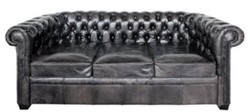 4251549354529 - Luxus Chesterfield BÃ¼ffelleder Sofa Vintage Schwarz 222 x 92 x H 73 cm - Luxus MÃ¶bel