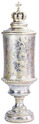 4251549354598 - Barock Vase mit Deckel und dekorativer Krone Antik Silber   Antik Gold Ã 13 x H 43 cm - Deko Accessoires im Barockstil