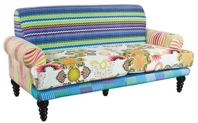 4251549354635 - Designer Wohnzimmer Sofa Mehrfarbig   Schwarz 185 x 87 x H 90 cm - Luxus MÃ¶bel