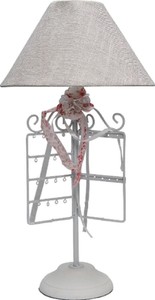4251549354772 - Designer Tischleuchte WeiÃ   Grau   Rosa Ã 27 x H 53 cm - Romantische Tischlampe mit SchmuckstÃ¤nder