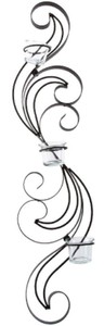 4251549354833 - Designer Wandteelichthalter Schwarz 16 x 9 x H 74 cm - Metall Wanddeko mit Teelichthaltern aus Glas