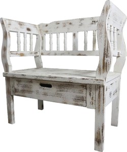 4251549354901 - Landhausstil Shabby Chic Sitzbank mit Schublade Antik WeiÃ   Braun 80 x 44 x H 80 cm - Landhausstil MÃ¶bel