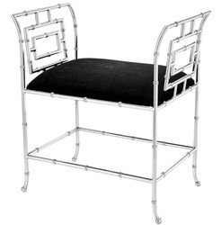 4251549355502 - Luxus Sitzbank Silber   Schwarz 66 x 42 x H 73 cm - Luxus MÃ¶bel