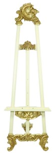 4251549355687 - Barock Staffelei WeiÃ   Gold 55 x H 170 cm - Prunkvolle Massivholz Staffelei mit ausklappbarem StÃ¤nder
