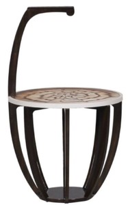 4251549355700 - Luxus Beistelltisch Dunkelbraun   WeiÃ   Braun Ã 50 x H 88 cm - Kleiner GetrÃ¤nke Tisch mit Tragegriff