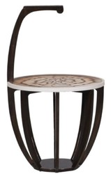 4251549355700 - Luxus Beistelltisch Dunkelbraun   WeiÃ   Braun Ã 50 x H 88 cm - Kleiner GetrÃ¤nke Tisch mit Tragegriff