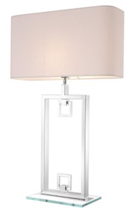 4251549355984 - Tischleuchte Silber   WeiÃ 55 x 25 x H 88 cm - Luxus Tischlampe mit Lampenschirm