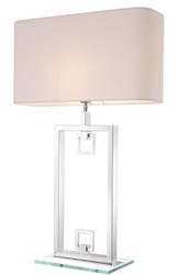 4251549355984 - Tischleuchte Silber   WeiÃ 55 x 25 x H 88 cm - Luxus Tischlampe mit Lampenschirm