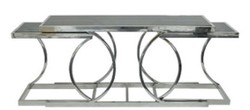 4251549356400 - Designer Wohnzimmer Konsolentisch mit Glasplatten Silber 150 x 43 x H 75 cm - Luxus MÃ¶bel