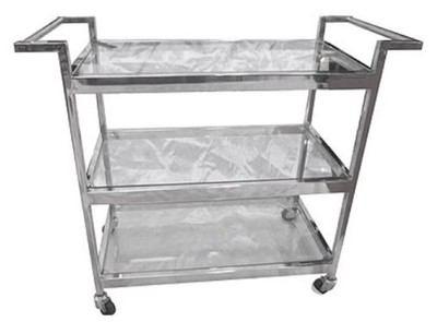 4251549356417 - Luxus Servierwagen Silber 93 x 40 x H 79 cm - Hotel Restaurant Gastronomie Trolley