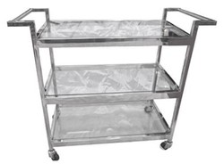 4251549356417 - Luxus Servierwagen Silber 93 x 40 x H 79 cm - Hotel Restaurant Gastronomie Trolley