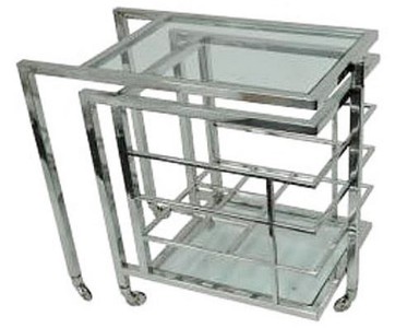 4251549356462 - Luxus Servierwagen Silber 72 x 42 x H 77 cm - Hotel Restaurant Gastronomie Trolley