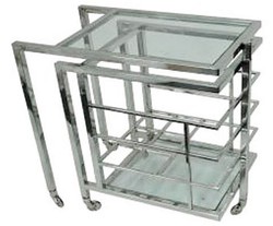 4251549356462 - Luxus Servierwagen Silber 72 x 42 x H 77 cm - Hotel Restaurant Gastronomie Trolley