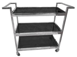 4251549356622 - Luxus Servierwagen Silber   Schwarz 93 x 40 x H 79 cm - Hotel Restaurant Gastronomie Trolley