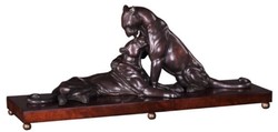 4251549356721 - Luxus Deko Bronzefiguren mit Holzsockel 2 Tiger Bronze   Braun 83 x 23 x H 34 cm - Luxus QualitÃ¤t